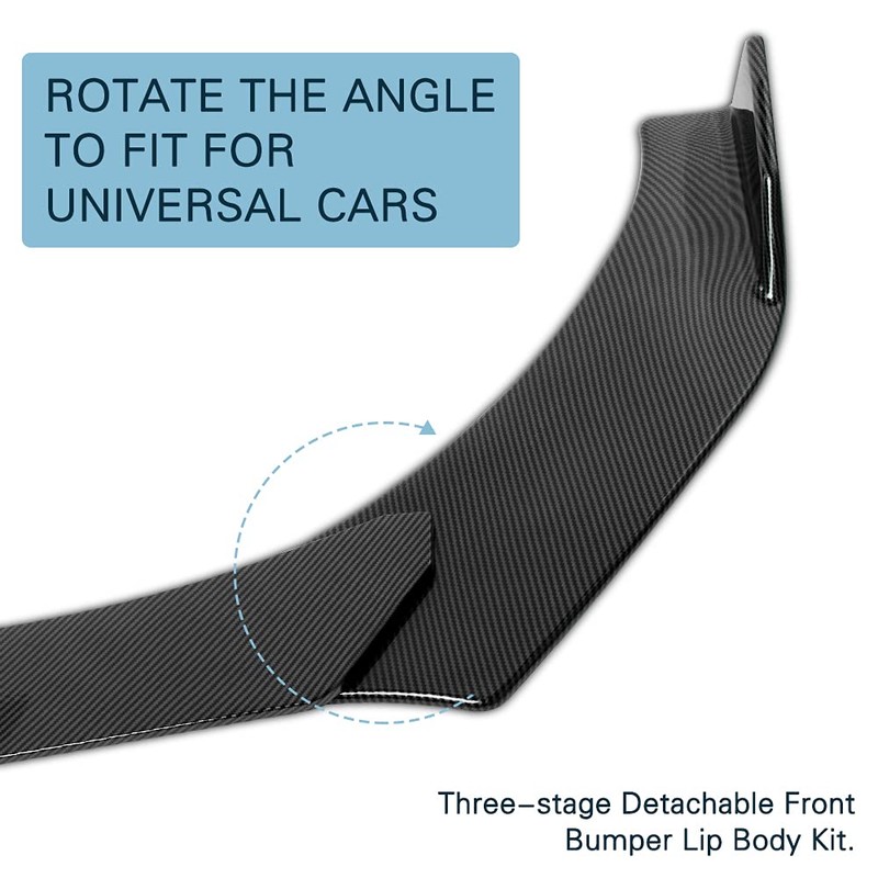 DREAMIZER Universal Front Bumper Lip Strut Rod Spoiler Wing Wide