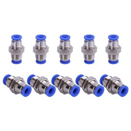 SNS Pack of 10 Pneumatic Bulkhead Fitting Push In Bulkhead Plug Connector for Compressed Air (6 mm), Can Be Used to Fix and Connect the Trachea SPM-6