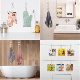 Niboken Towel Hangers, Towel Clips with Loops, Towel Clips, Tea Towel Holder Clips, Towel Hooks for Kitchens, Bathrooms, Balconies, Cabinets, Beige (Pack of 4)