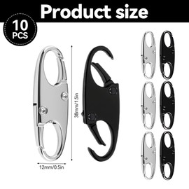 Pack of 10 Anti-Theft Zip, Double Opening Zip Clip, Zip Closure, Clip, Zip Clip for Luggage, Backpack (Black, Silver)