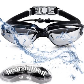ESAVIA Nearsighted Swim Goggles -2.0D to -8.0D,Anti Fog Shortsighted Swimming Goggles with Clear Lens No Leaking/UV Protection (Newly Black, -6.0)