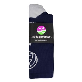 MadSportsStuff Volleyball Logo Crew Socks (Navy/White, Medium)