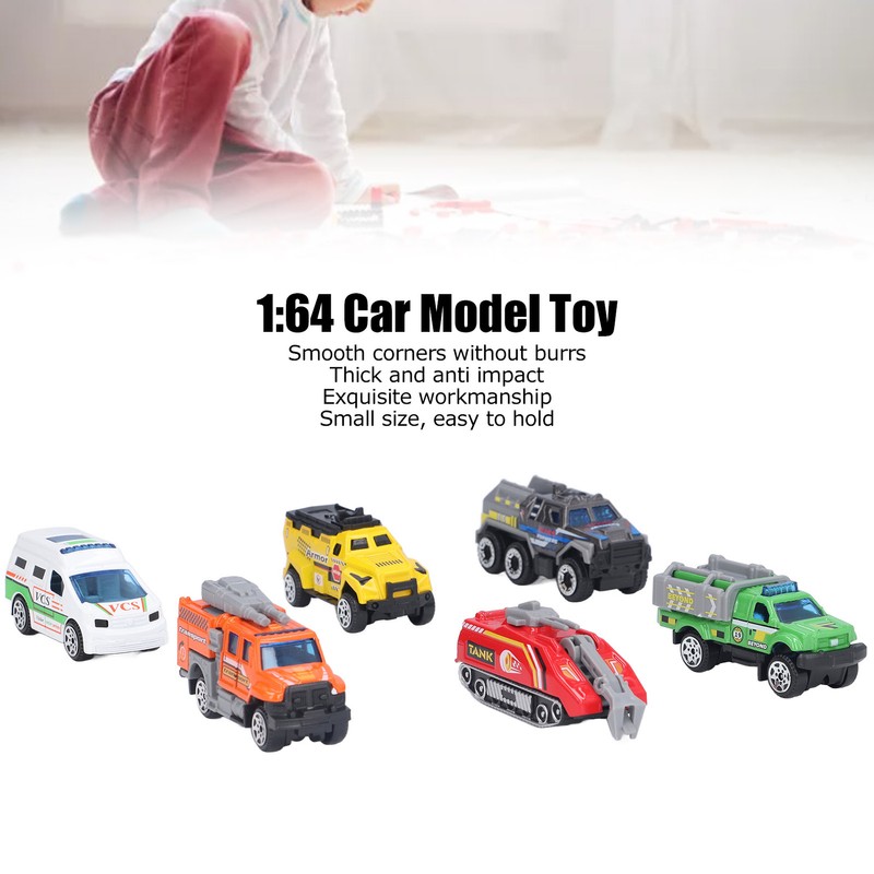 6pcs 1:64 Alloy Diecast Vehicle Model Simulated Exquisite Car Model