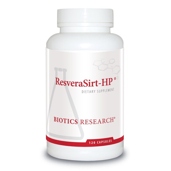 BIOTICS Research ResveraSirt HP Formulated by Dr. Mark Houston, Trans Resveratrol, Quercetin, Increase Sirtuin Activity, Cardiovascular Support, Heart Power, Anti Aging, Vascular Support. 120caps