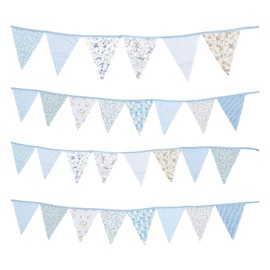 Rumyve Triangle Bunting Banner,Fabric Hanging Flag,Cloth Garland Floral Pennants Decoration for Birthday Party Anniversary Festivals Garden Home Decor(Blue)