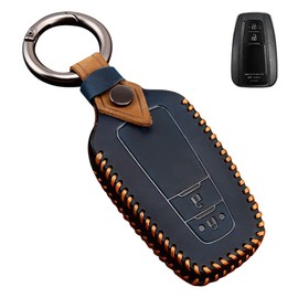 Toyota Smart Key Case, Key Cover, Genuine Leather, 2 Buttons, Specially Designed for Toyota, C-HR, Prius, 50 Series, Corolla RAV4, 50 Series, Key Holder, blue