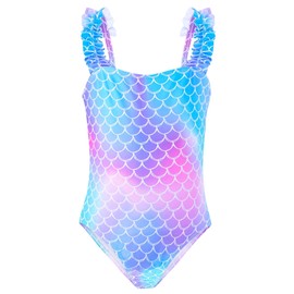 Girls One Piece Swimsuits Ruffle Mermaid Toddler Bathing Suit Cute Summer Beach Swimwear 3T 4T