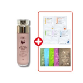 Miel Pure Field Salmon Toner 120ml Deep Moisturizing Moist Skin Esthetic Mask Pack 10 sheets / 미엘 퓨어필드 연어토너120ml 깊은보습 촉촉스킨 에스테틱 마스크팩10매