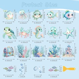 Bathtub Non-Slip Stickers, 25 PCS Large Cute Sea Creature Anti-Slip Grips for Kids Bath Tub and Shower Floor Decor with Scraper