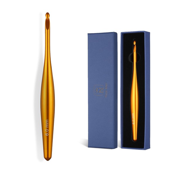 Crochet Hooks Ergonomic 6mm(J-10) Hand-Polished Premium Aluminum Metal Crochet Hook