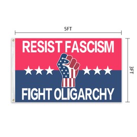 Resist Fascism Protest Fight Oligarchy Anti Tump Flag 3x5 Feet Anti Racism Resist Hate Equality Flag with Brass Grommets Indoor and Outdoor Decor