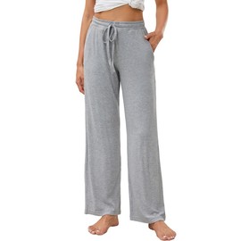 HEARTNICE Women's Pajama Pants with Pockets, Soft Comfort Lounge Sleep Pant Loose Stretch Pj Bottoms(Light Grey Mel., M)