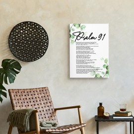 Nitelat PSALM 91 Wall Art, Christian Bible Verse Canvas Wall Art Decor for Home Living Room Bedroom Church, Religious Wall Decor, Eucalyptus Scripture Canvas Pictures for Wall Decor, 11x15 Inch