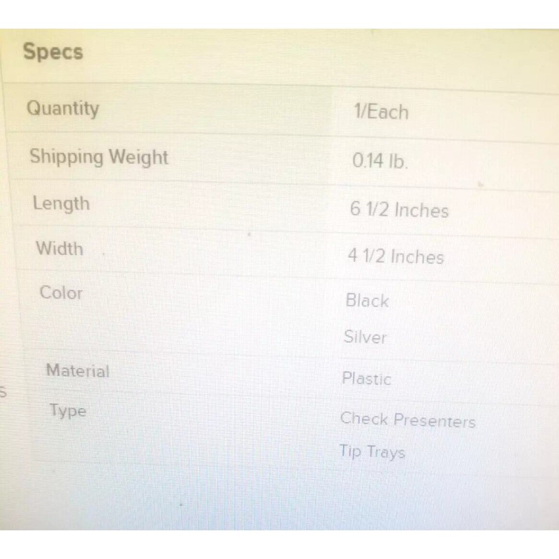 Choice BLACK RESTAURANT BILL/CHECK TIP TRAY WITH "THANK YOU" SILVER