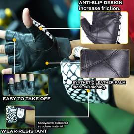 LETHAL MODE Gym Gloves Weight lifting Gloves Wrist support 36CM Adjustable Straps for Men Women Anti Slink Padded Gloves Extra Grip Palm Protection Workout Gloves (White - Short Wrist Strap, L)