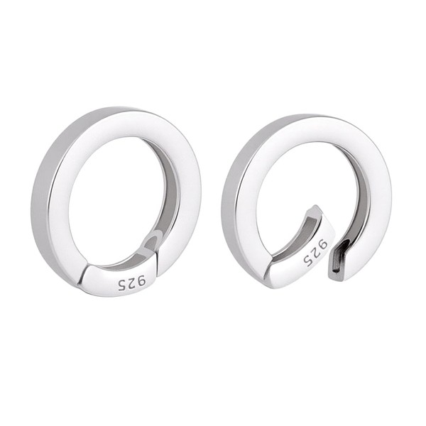 PH PandaHall 925 Sterling Silver Spring Gate Ring 2pcs Round