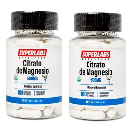 2 Pack Superlabs Citrato De Magnesio 500mg 100 Caps Sabor Sin Sabor