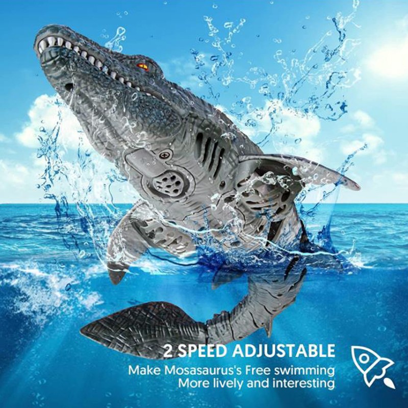 2.4g Wireless Charging Remote Control Simulation Dinosaur Squirting Shark Swinging