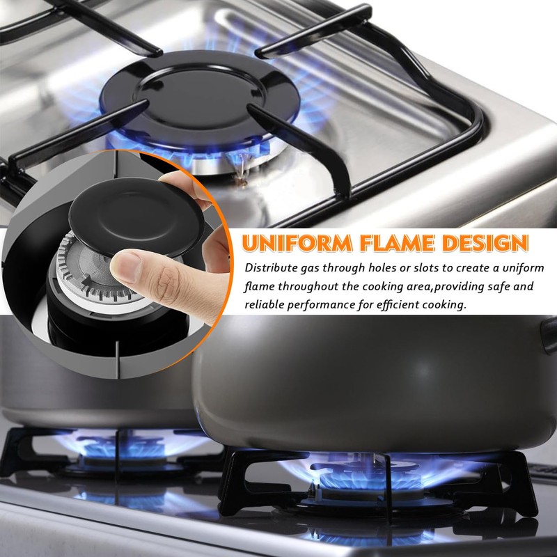 HUAREW Gas Stove Burner Caps Set, Cooker Hat Set Suitable