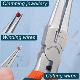 SPEEDWOX Tapered Radio Pliers, Knurled, Fine Pliers, Handicrafts, Tapered Pliers, Small Lead Pliers, Needle Nose Pliers with Cutting Blades, Cutable, Grooved, Knurled, Micro Radio Pliers, Thin Pliers,