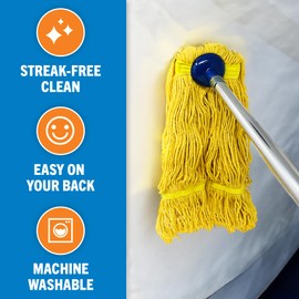 Screw On Cotton Mop Head Replacement Refill, Heavy Duty String Mop Head for Boat, Deck, Floor, Home, Car, and RV Cleaning, Durable and Absorbent Design