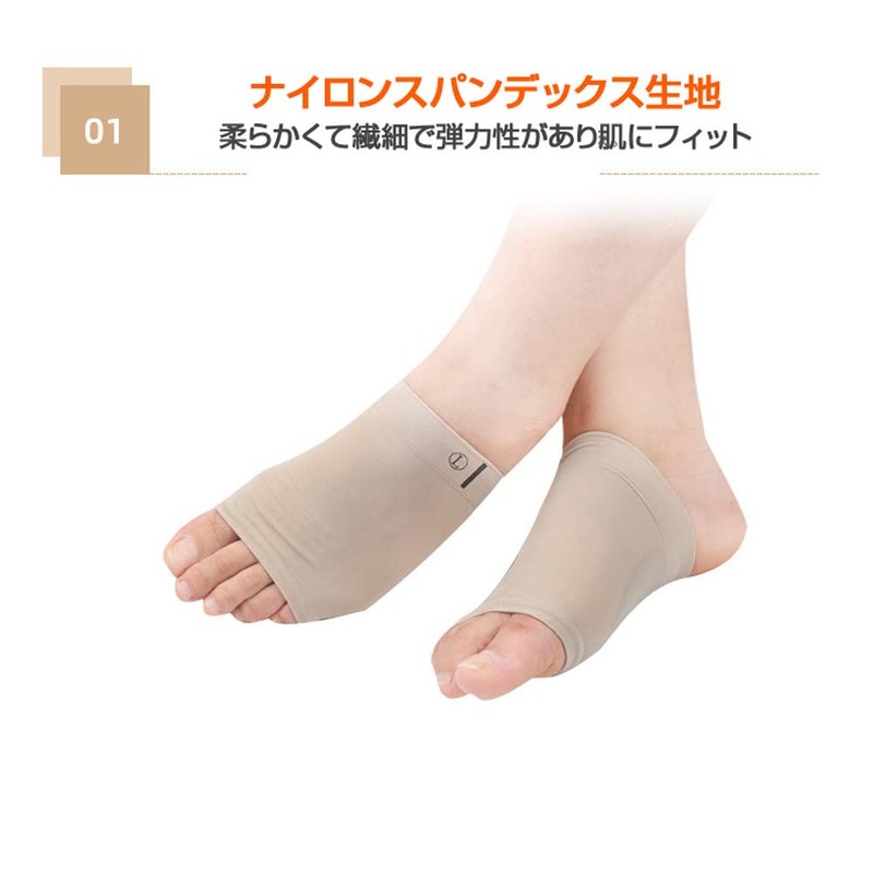 Hiro 扁平足サポーター 1足セット 男女兼用 土踏まず アーチサポート 水洗い可 弾力性 通気性 室内靴下にも