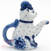 Handmade Porcelain Gzhel teapot coffee server cat souvenir handmade in