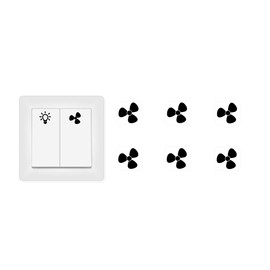 Switch Sticker Set of 6 Fan Stickers Also Suitable for Smart Home (RP51) (14 mm)