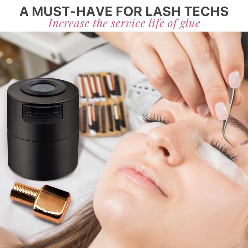 Pretty memory Eyelash Glue Storage Container with Digital Display, Temperature