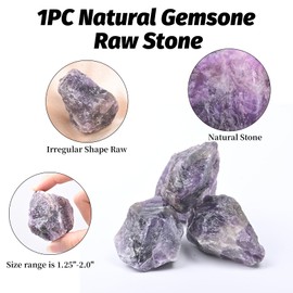 Amethyst Raw Stone 1PC, Gemstone Amethyst Crystal Rock, Rocks for Tumbling Crystals and Healing Stones Rough Stones Quartz Crystals for Rock Collection(1.18"-1.97")