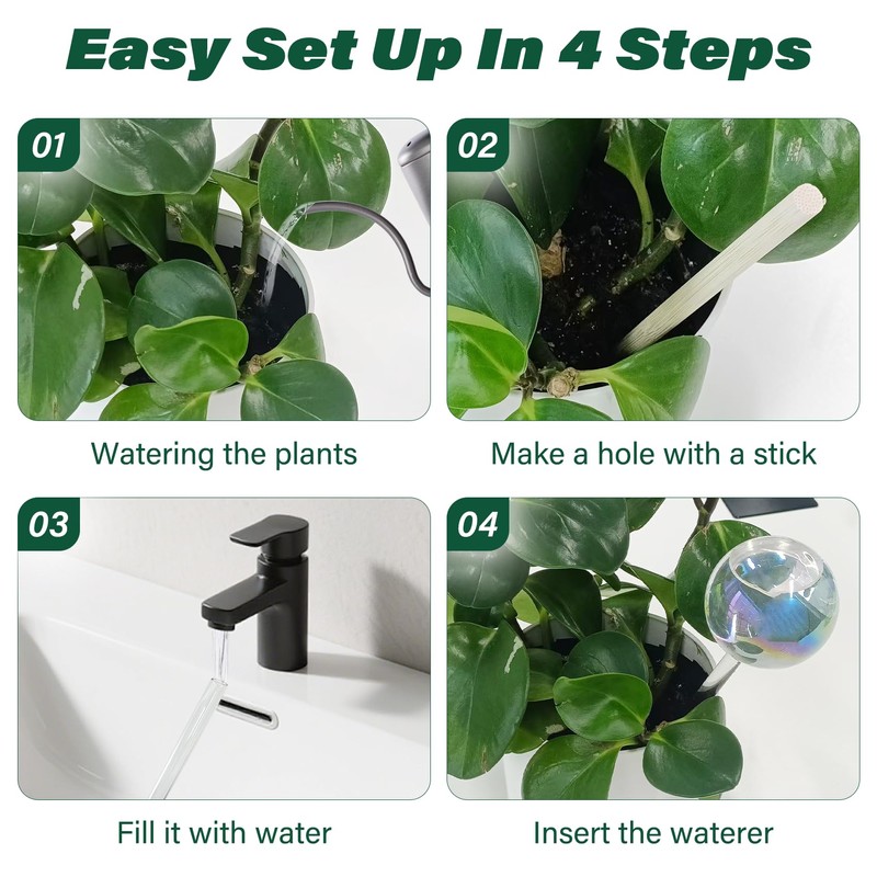 2 Pcs Glass Self Watering Globes, Iridescent Automatic Plant Waterer