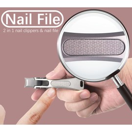 MOOSEC Luxury Stainless Steel Nail Clippers with Catcher - Perfect for Thick Nails (GRAY)