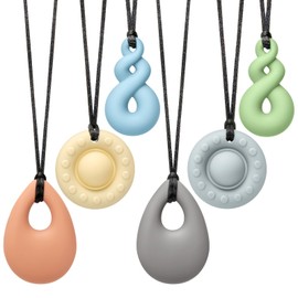 CLDY Autismus ADHS sensorisches Kauhalsband – 6 Stück Kauspielzeug aus lebensmittelechtem Silikon für Kinder, BPA-freier Mundbeißring für Jungen und Mädchen