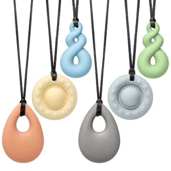 CLDY Autismus ADHS sensorisches Kauhalsband – 6 Stück Kauspielzeug aus