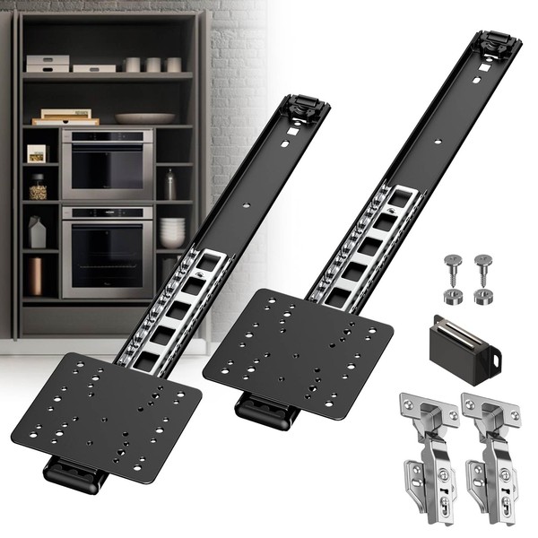 Mdkave 16inch Pocket Door Slides with Hinges,Complete Pocket Cabinet Door