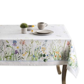 Maison d' Hermine Table Cover 100% Cotton 140cm x 230cm Decorative Tablecloth Washable Square Easter Tablecloths for Dining, Home, Wedding, Banquet, Buffet, Fleurs De Mai - Spring/Summer