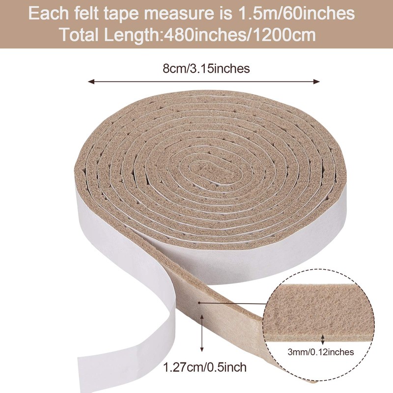 Zonon 8 Rolls 1/2 x 60 Inch Felt Strips with