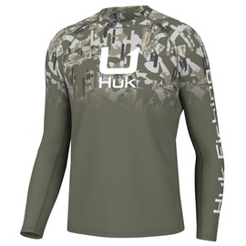 HUK Men's Standard KC Scott Patterned Pursuit, Performance Fishing Shirt, Apex Vert Fade-Moss
