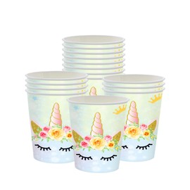 cosoro Unicorn Paper Cups for Girls,16Pcs Unicorn Party Tableware Unicorn Disposable Cups,Unicorn Party Decorations Paper Cups for Girls,Kids Birthday Party Unicorn Themed Table Decorations