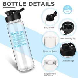 Inbagi Employee Appreciation Gifts 24 oz Plastic Clear Water Bottles Thank You Coworker Leak Proof Sports Gifts Summer Christmas Party Favors for Women Men Office Graduation Team Staff(Clear, 12 Pcs)