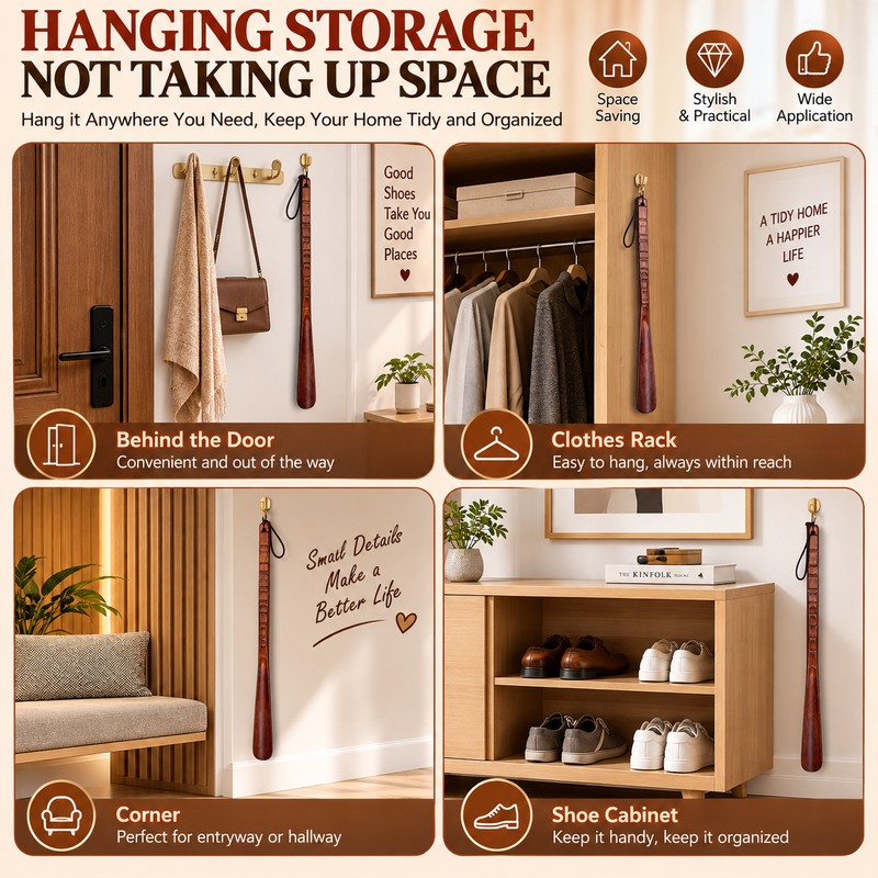 Long Handle Wooden Shoe Horn for Easy Shoe Wearing –