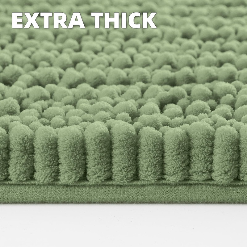 OLANLY Luxury Chenille Bath Mat, Extra Soft Thick Absorbent Shaggy