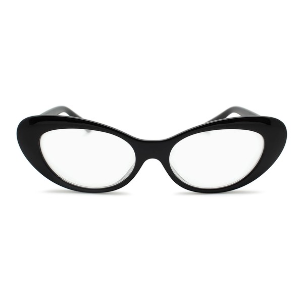 2SeeLife - anteojos de lectura ovaladas para mujer, lectores de gran tamaño de los años 50 totalmente ampliados, 3 colores y 9 poderes de aumento, Negro, +1.00