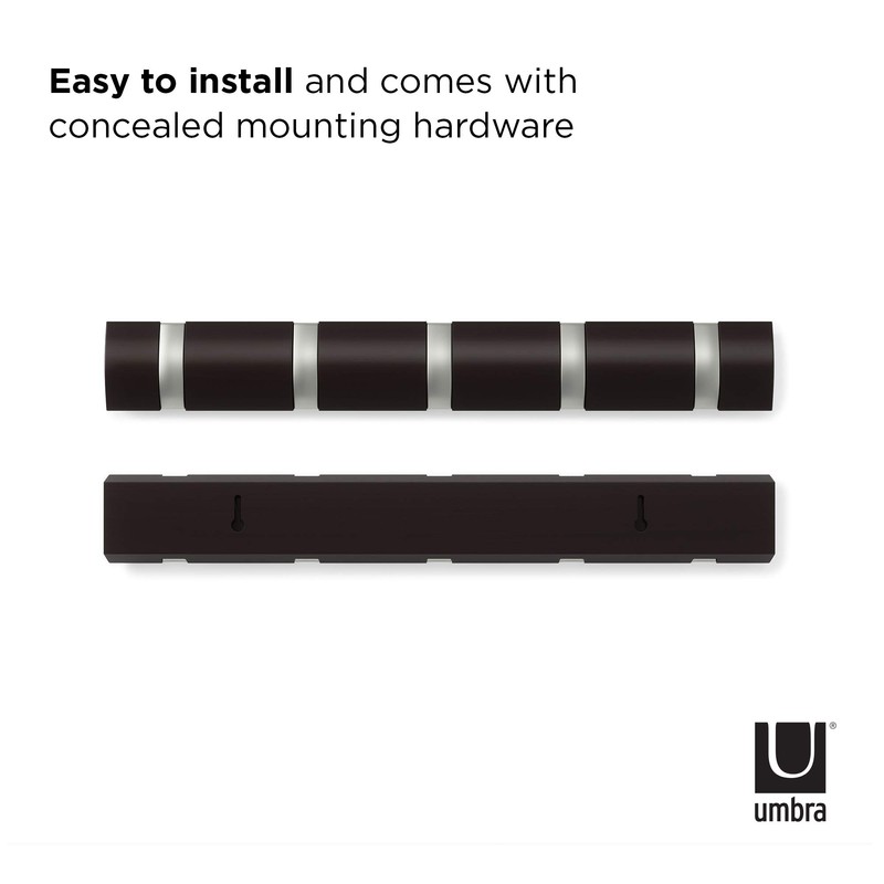 Umbra Flip Wall-Mounted Coat Rack with 5 Hooks – Modern,
