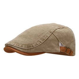 howkuhat Men's Flat Cap Beret Hat Cotton Gatsby Ivy Irish Newsboy Cap Adjustable Golf Driving Hiking Camping Hat(UK, Alpha, One Size, M, Khaki)