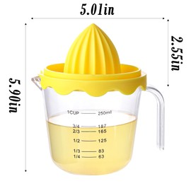 Lemon Squeezer,plastic Lemon Juicer,Detachable Separate,Manual Juicer with Measuring Cup,Juice Squeezer Handheld for Lemons (Yellow, Large)