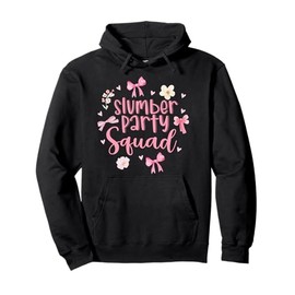 Slumber Party Squad Sleepover Pajama Coquette Pink Bow Pullover Hoodie