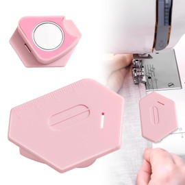 Magnetic Seam Guide for Sewing Machine, Upgraded Polygonal Hemmer Guide with Scale, Multifunctional Universal Sewing Accessories for Magnetic Seam Guide (Pink)