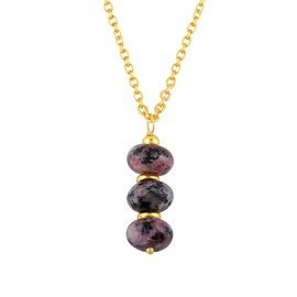 Natural Rhodonite Shade Beads Y Necklace, Gold Plated Healing Crystal for Women, Birthstone, Gemstone Spiritual Jewelry Gift for her, Christmas Gift (Rhodonite Shade)