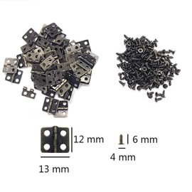 Daimay 50 Pieces Mini Hinges Retro Brass Hinges with 200 Pieces Replacement Nails for Wooden Box Jewelry Chest Box Cabinet DIY Accessories –Bronze 13 x 12mm